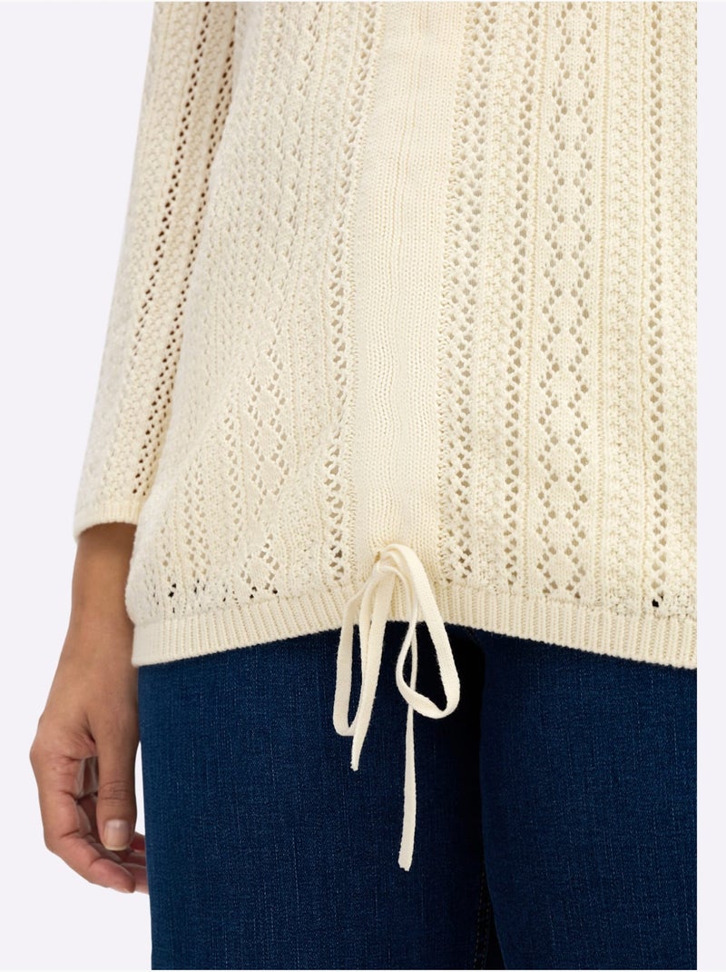 Pull Ajouré Encolure En V Flatteuse - Taille Standard - Sheego Ivoire - Kiabi
