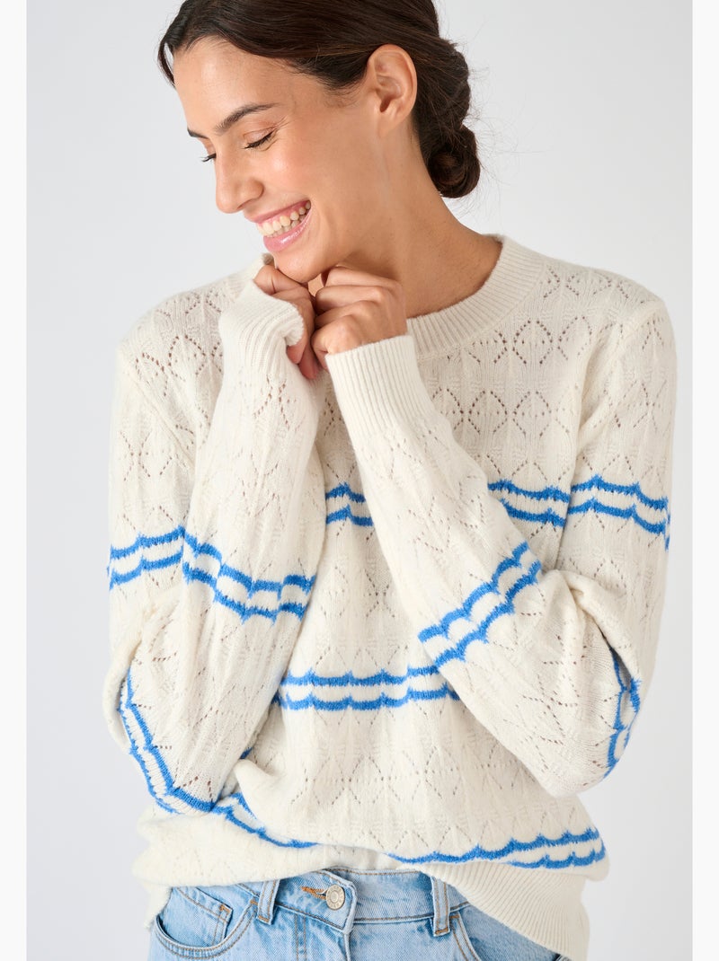 Pull ajouré esprit marin Thermolactyl - Damart Blanc - Kiabi