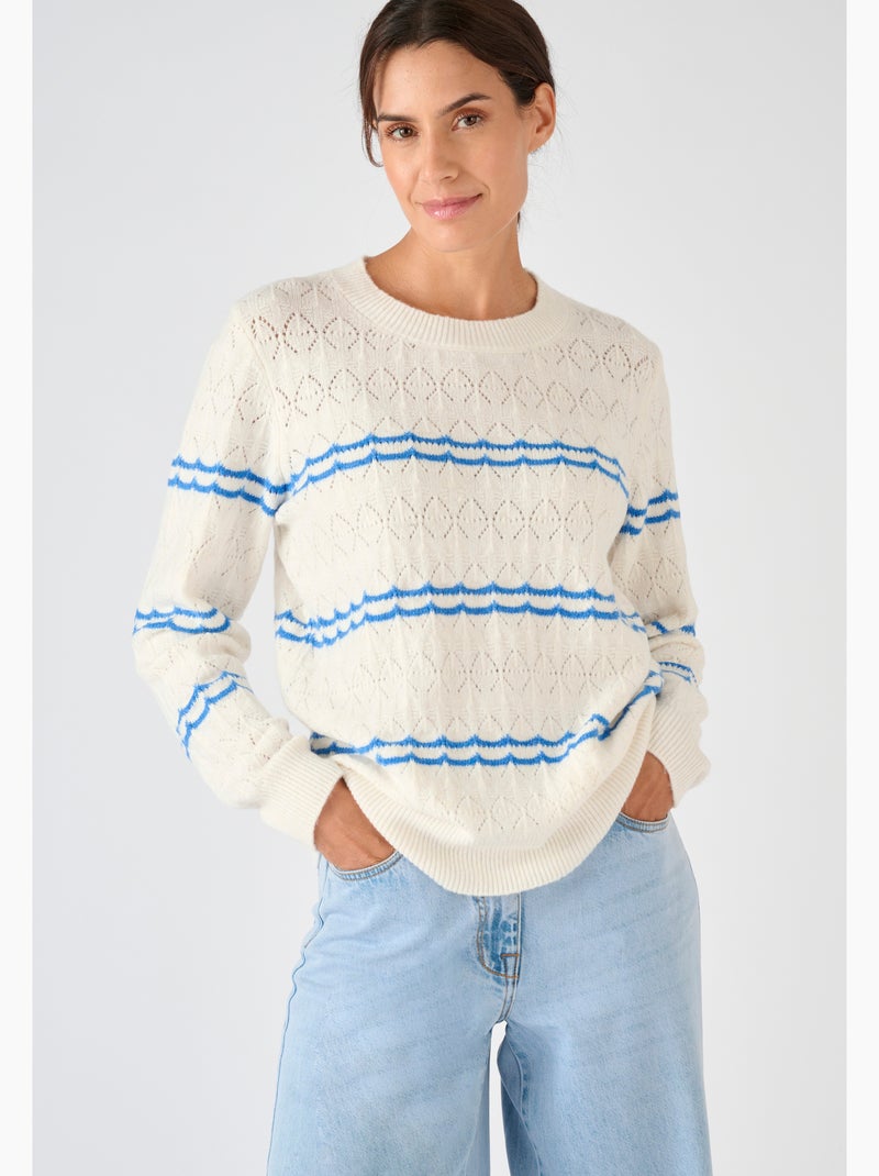 Pull ajouré esprit marin Thermolactyl - Damart Blanc - Kiabi