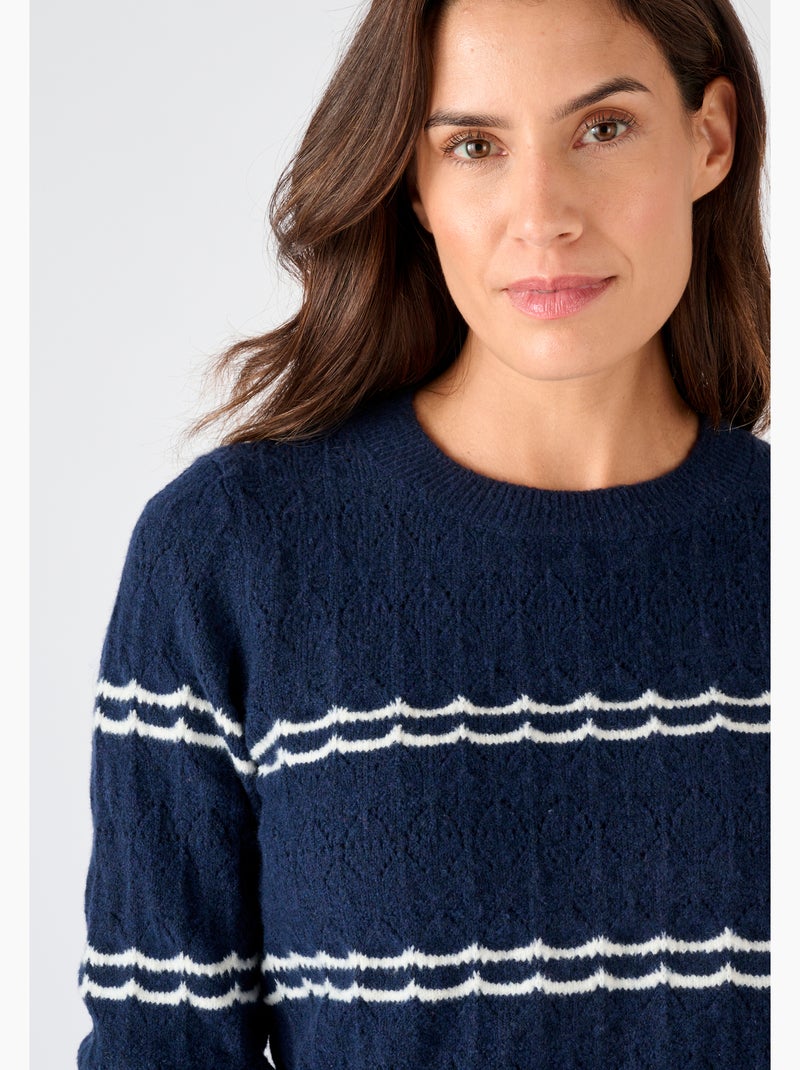 Pull ajouré esprit marin Thermolactyl - Damart Bleu - Kiabi