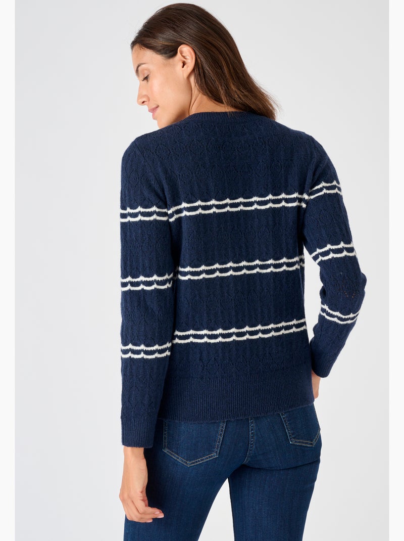 Pull ajouré esprit marin Thermolactyl - Damart Bleu - Kiabi