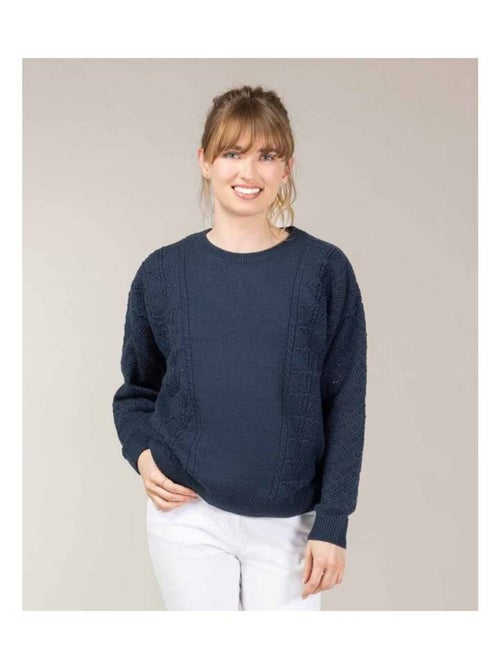 Pull ajouré Femme bleu marine - Kiabi