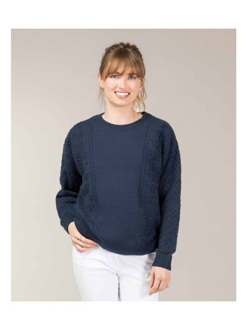 Pull ajouré Femme bleu marine - Kiabi