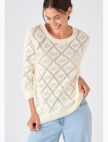 Pull ajouré fil ruban - Damart