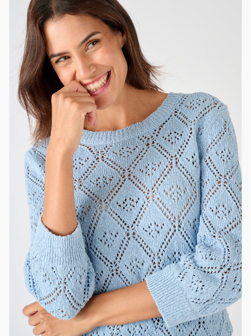 Pull ajouré fil ruban - Damart Bleu - Kiabi