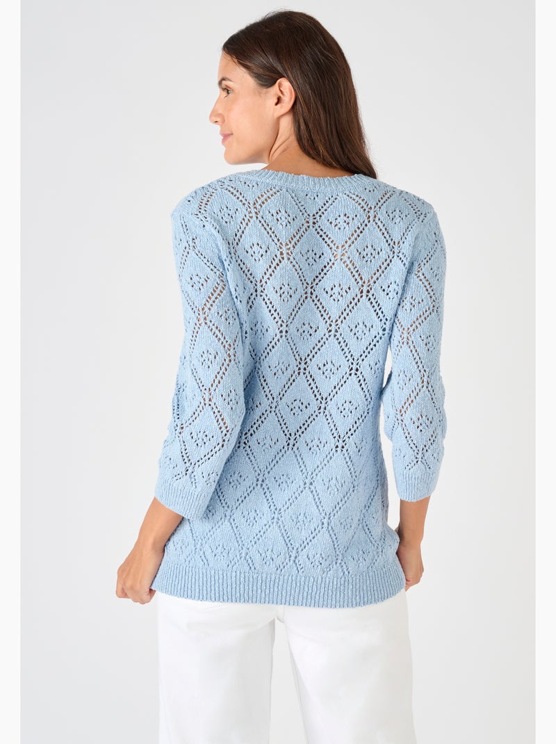 Pull ajouré fil ruban - Damart Bleu - Kiabi