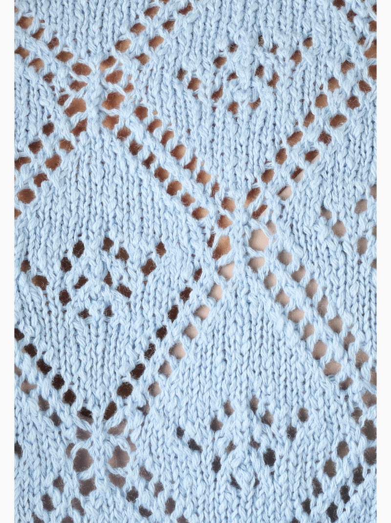 Pull ajouré fil ruban - Damart Bleu - Kiabi