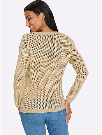 Pull ajouré léger avec grande étoile et encolure côtelée - taille standard - moda vilona