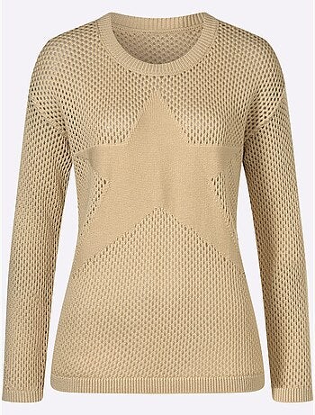 Pull ajouré léger avec grande étoile et encolure côtelée - taille standard - moda vilona