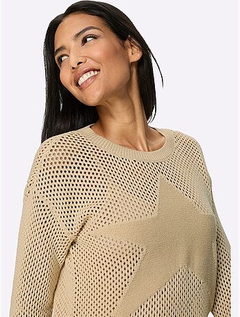 Pull ajouré léger avec grande étoile et encolure côtelée - taille standard - moda vilona