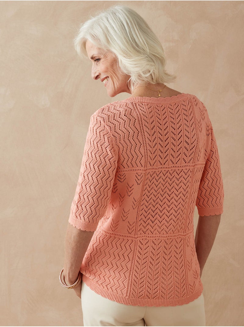 Pull ajouré manches au coude - DAXON Orange clair - Kiabi