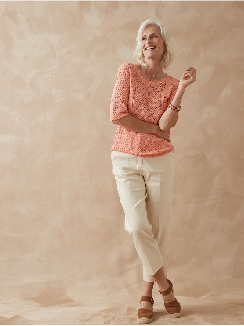 Pull ajouré manches au coude - DAXON Orange clair - Kiabi