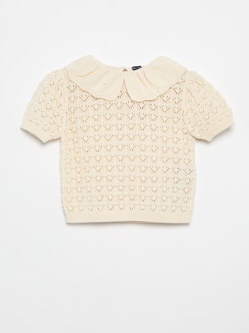 Pull ajouré manches courtes col claudine - Kiabi