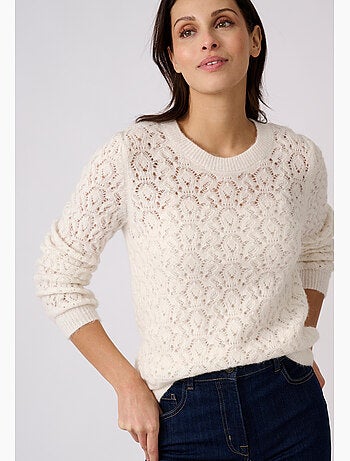 Pull ajouré mélange laine et alpaga - damart