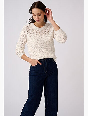 Pull ajouré mélange laine et alpaga - damart
