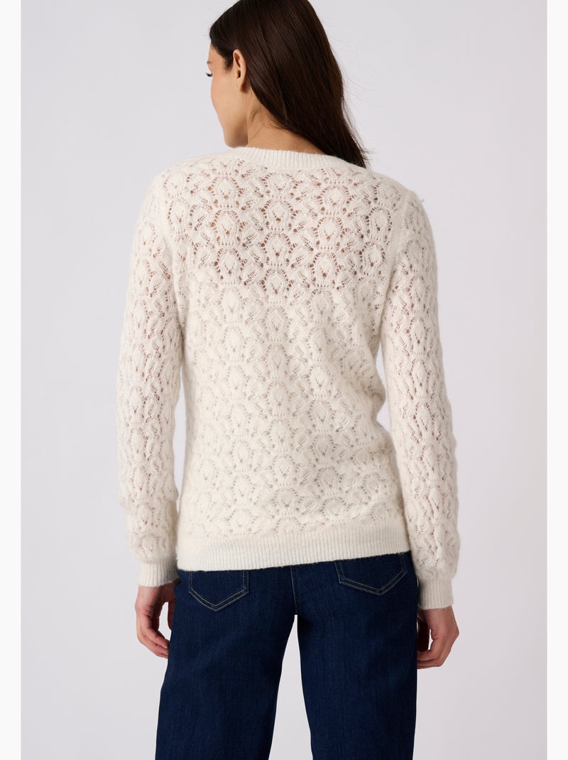 Pull ajouré mélange laine et alpaga - damart Blanc - Kiabi