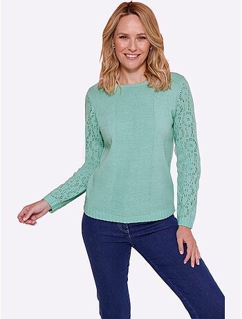 Pull Ajouré Motif Ajouré à La Manche - Taille Standard - Moda Vilona