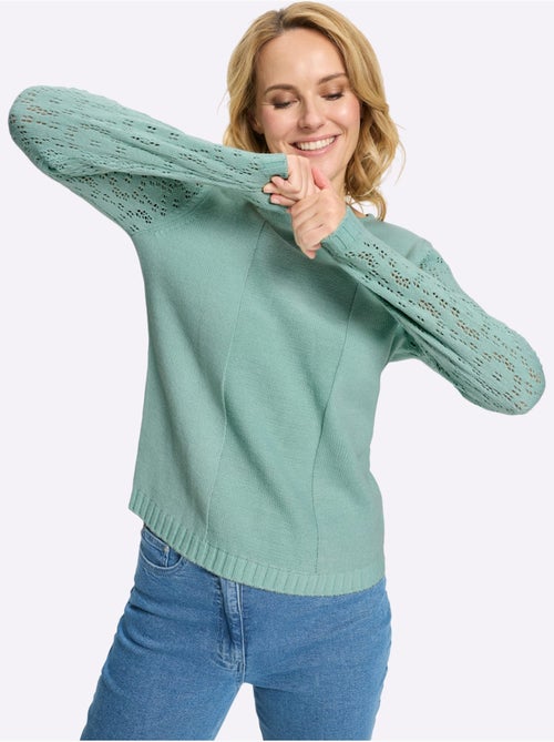 Pull Ajouré Motif Ajouré à La Manche - Taille Standard - Moda Vilona - Kiabi