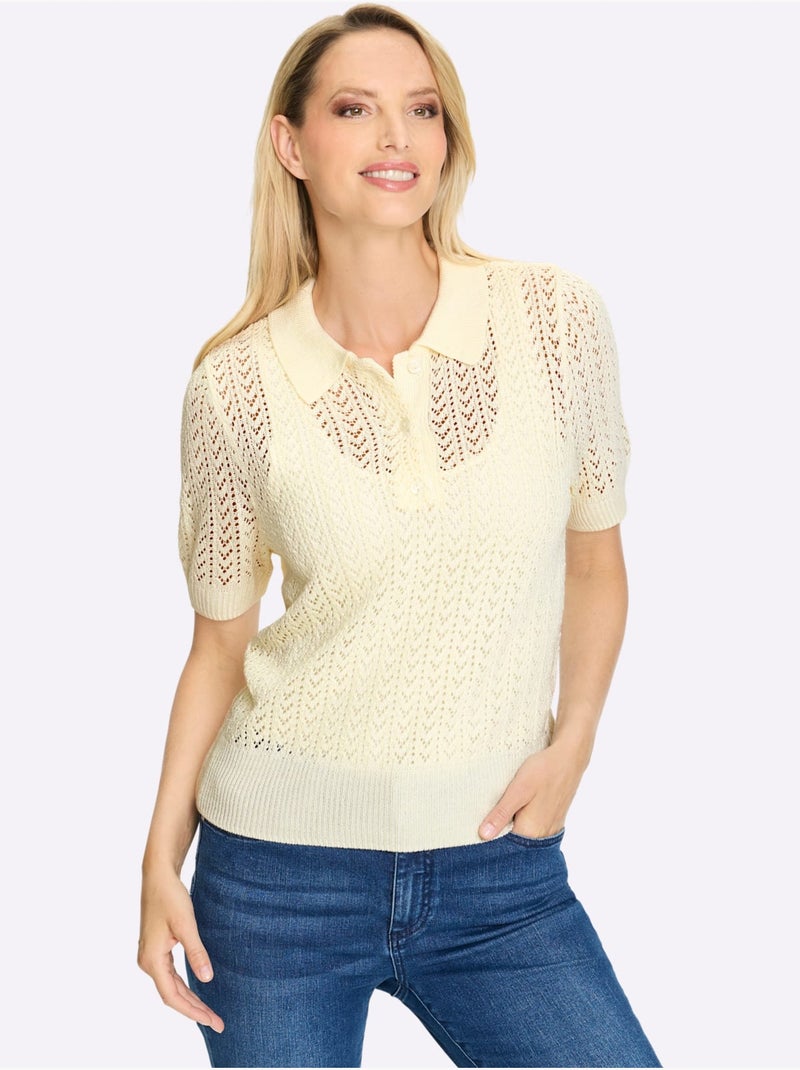 Pull Ajouré Motif Ajouré élégant - Taille Standard - helline Ecru - Kiabi