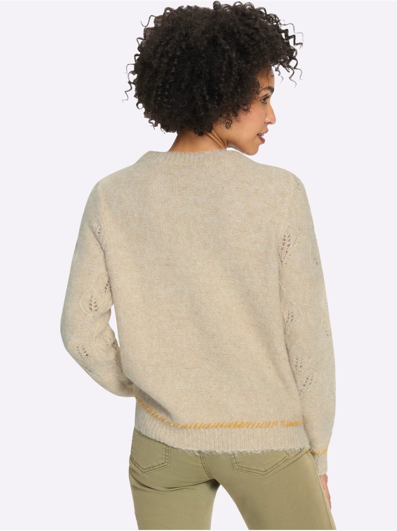 Pull ajouré motif ajouré élégant - taille standard - helline Ivoire - Kiabi