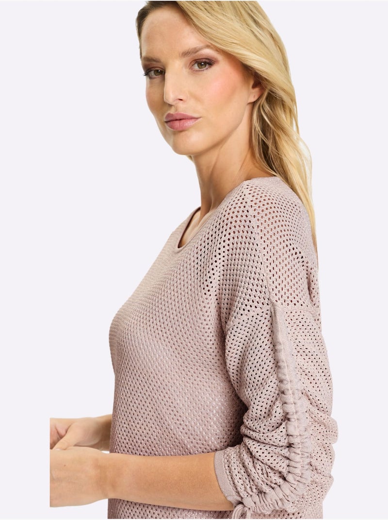 Pull Ajouré Motif Ajouré Léger - Taille Standard - helline Gris Marron Gris - Kiabi