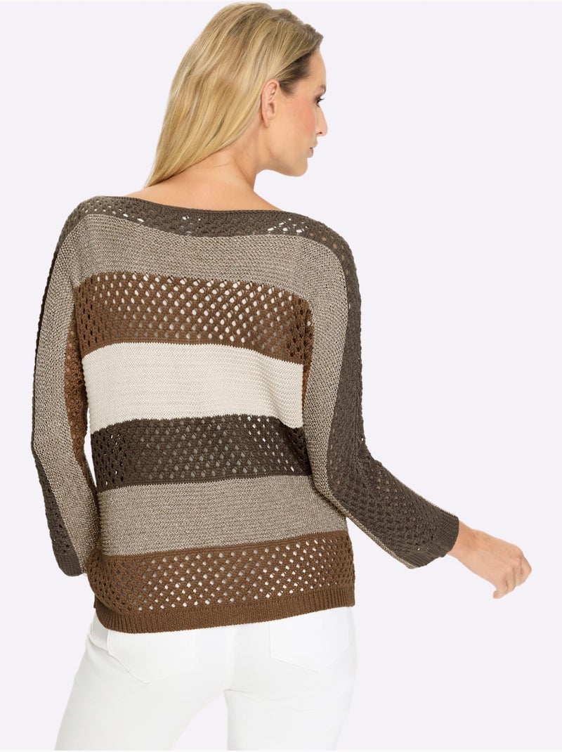 Pull Ajouré Motif Ajouré Léger - Taille Standard - Helline Marron - Kiabi