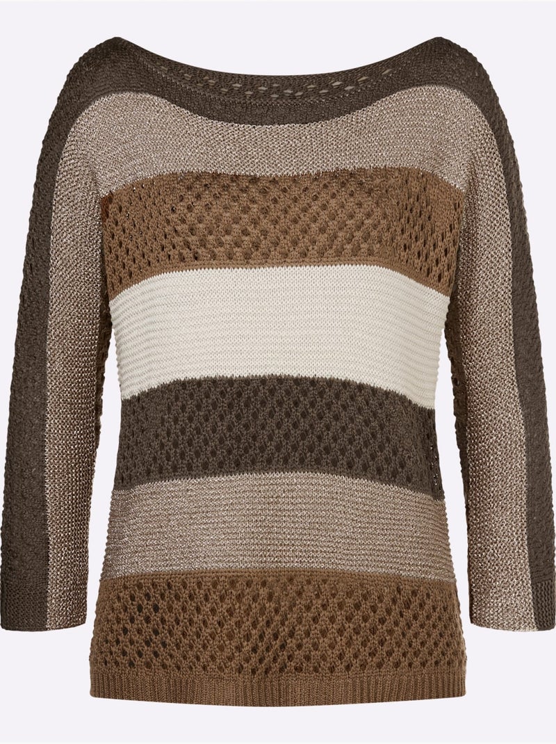 Pull Ajouré Motif Ajouré Léger - Taille Standard - Helline Marron - Kiabi