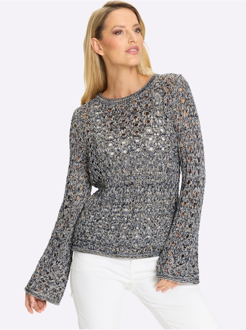 Pull Ajouré Motif Ajouré Léger - Taille Standard - Helline Noir Blanc - Kiabi