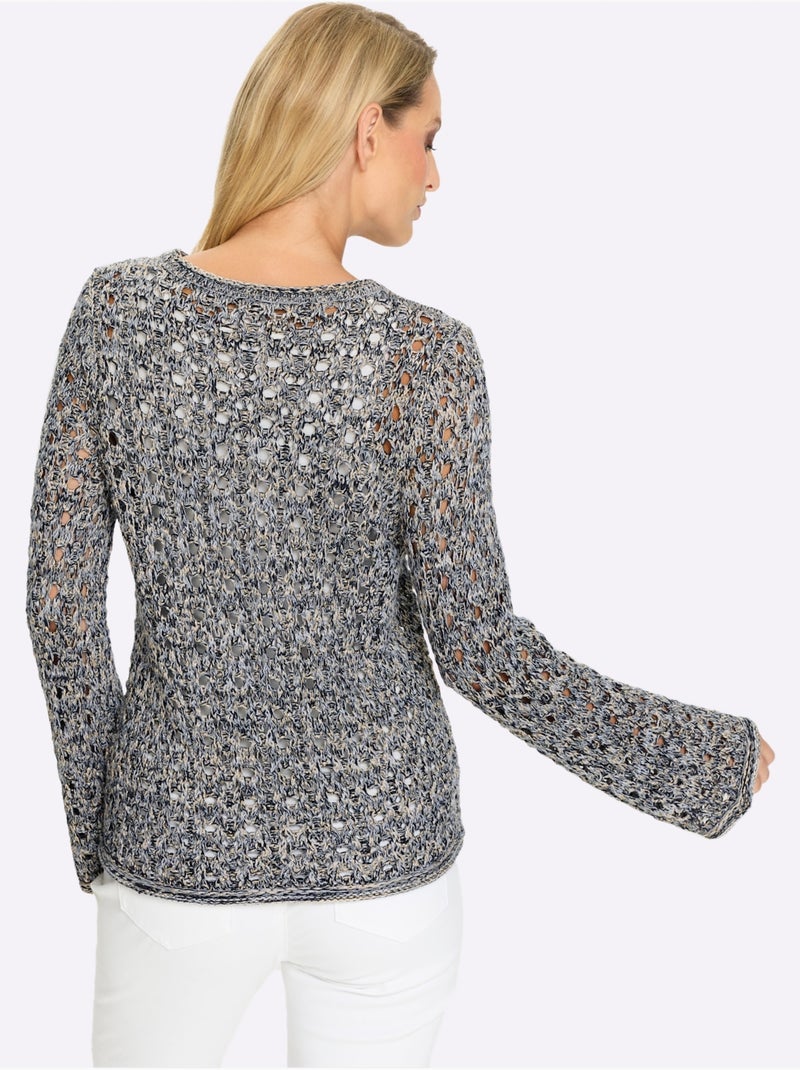Pull Ajouré Motif Ajouré Léger - Taille Standard - Helline Noir Blanc - Kiabi