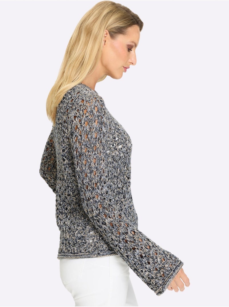 Pull Ajouré Motif Ajouré Léger - Taille Standard - Helline Noir Blanc - Kiabi