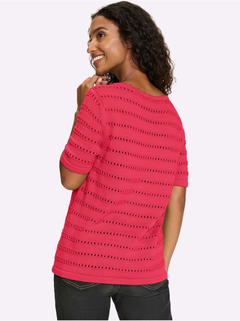 Pull Ajouré Motif Ajouré Léger - Taille Standard - Helline Rose fushia - Kiabi