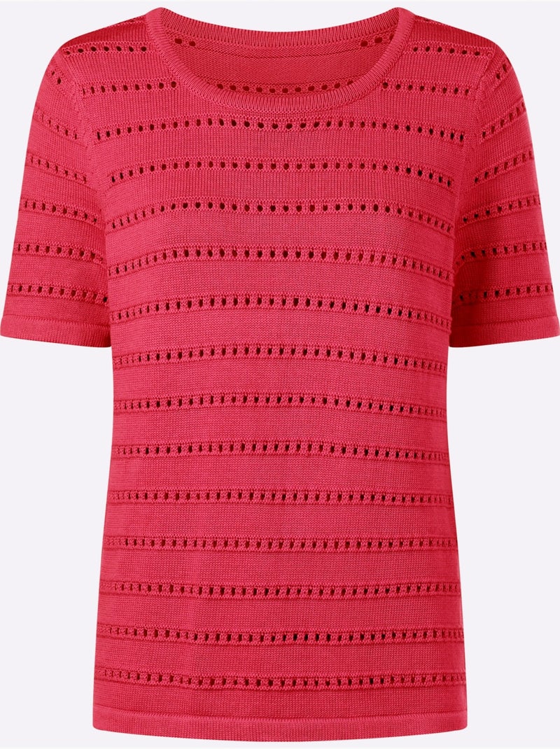 Pull Ajouré Motif Ajouré Léger - Taille Standard - Helline Rose fushia - Kiabi