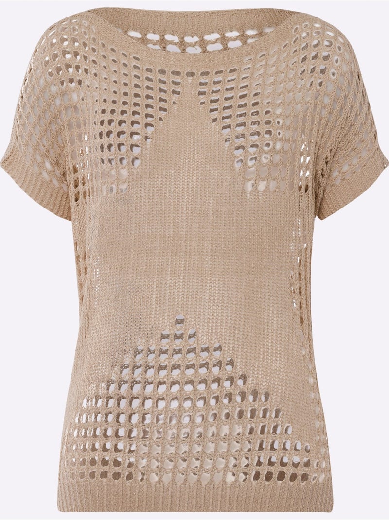 Pull ajouré motif ajouré léger - taille standard - helline Sable - Kiabi