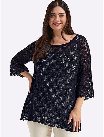 Pull Ajouré Motif Ajouré Transparent Discret - Taille Standard - Sheego
