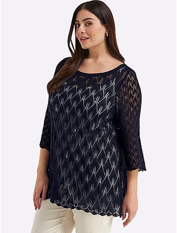 Pull Ajouré Motif Ajouré Transparent Discret - Taille Standard - Sheego