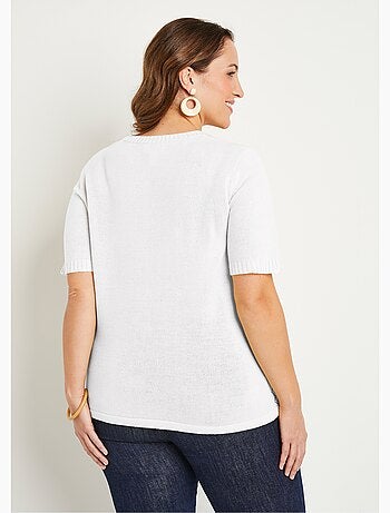 Pull ajouré perlé manches courtes - Afibel