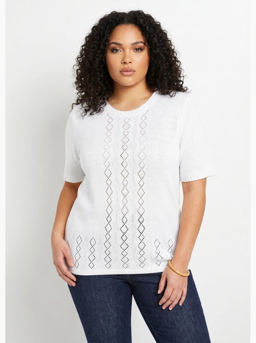 Pull ajouré perlé manches courtes - Afibel - Kiabi