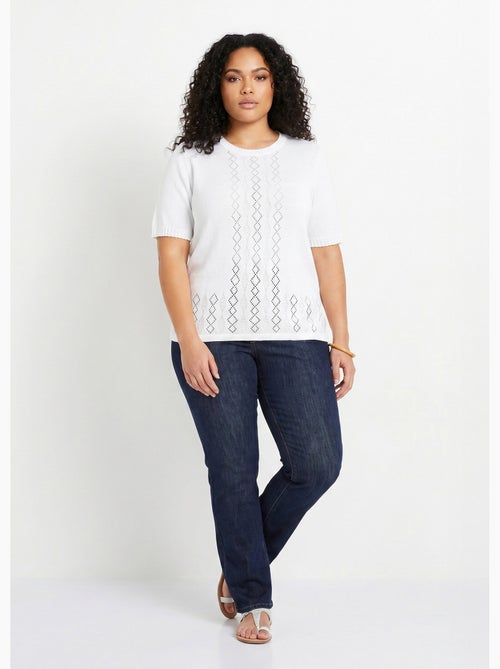 Pull ajouré perlé manches courtes - Afibel - Kiabi