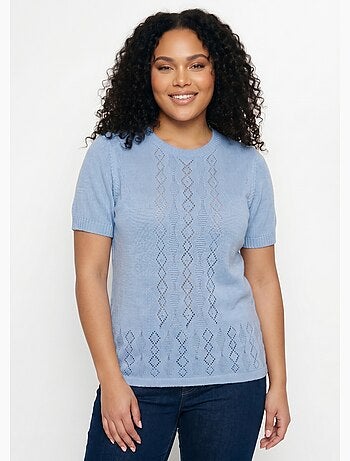 Pull ajouré perlé manches courtes - Afibel