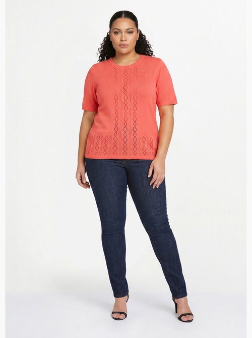 Pull ajouré perlé manches courtes - Afibel - Kiabi