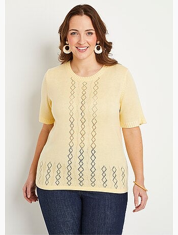 Pull ajouré perlé manches courtes - Afibel