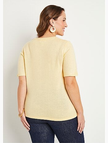 Pull ajouré perlé manches courtes - Afibel