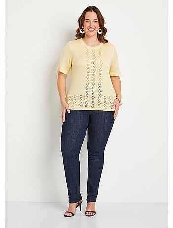 Pull ajouré perlé manches courtes - Afibel