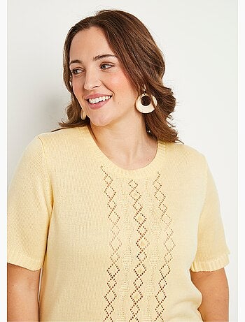 Pull ajouré perlé manches courtes - Afibel