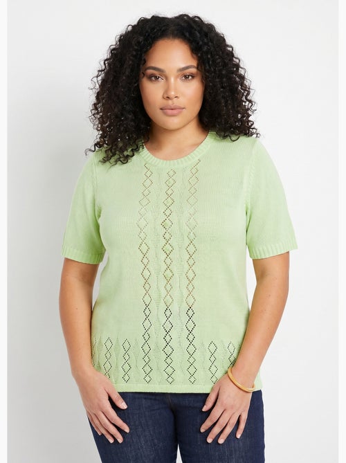 Pull ajouré perlé manches courtes - Afibel - Kiabi