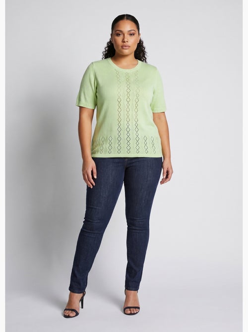 Pull ajouré perlé manches courtes - Afibel - Kiabi