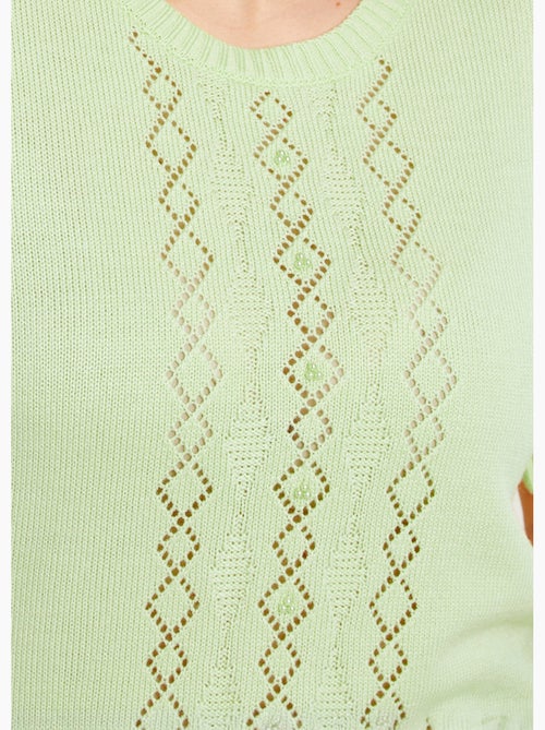 Pull ajouré perlé manches courtes - Afibel - Kiabi