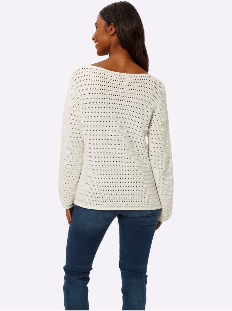 Pull Ajouré Pur Coton - Taille Standard - Helline Ecru - Kiabi