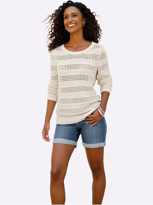 Pull Ajouré Pur Coton - Taille Standard - Helline - Kiabi Pull Ajouré Pur Coton - Taille Standard - Helline - Kiabi