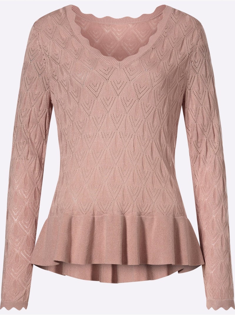 Pull Ajouré Pure Viscose - Taille Standard - Witt Poudre - Kiabi